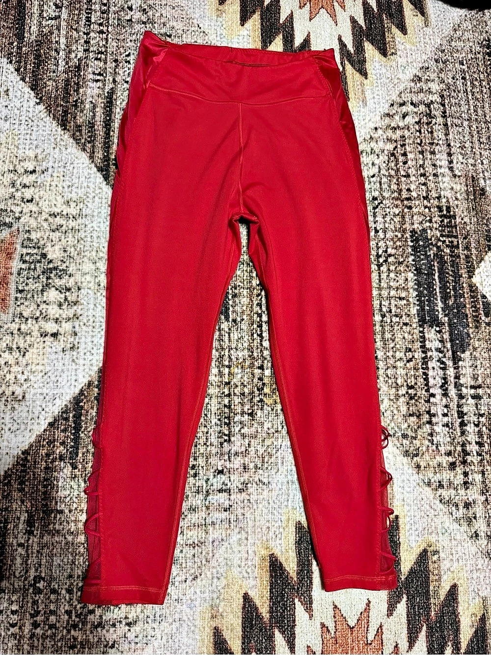 Victoria's Secret Red Lace-Up Leggings Like New